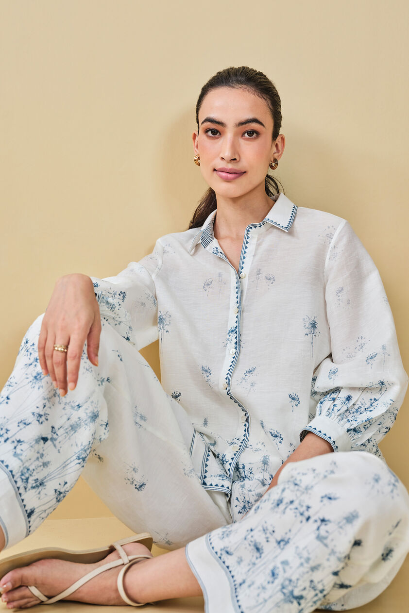 Dandelion Dream Printed Linen Shirt Co-ord - White, White, image 6