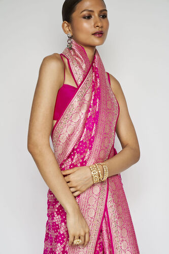 Gul Benarasi Silk Gota Patti Saree - Pink, Pink, image 6