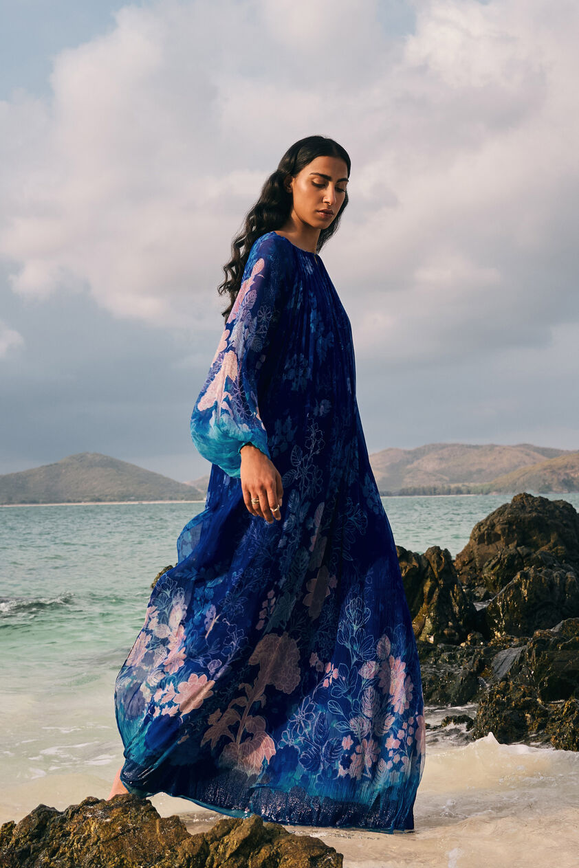 Out Of The Blue Chiffon Kaftan - Indigo, Indigo, image 1