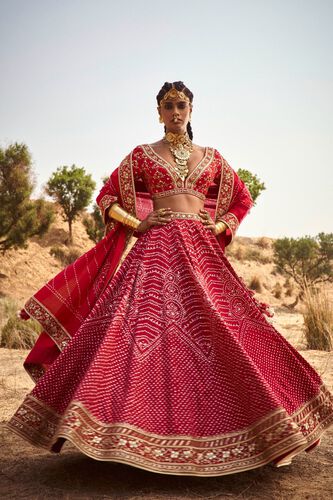 1 - Bhuvi Bandhani Lehenga Set &ndash; Red, image 1