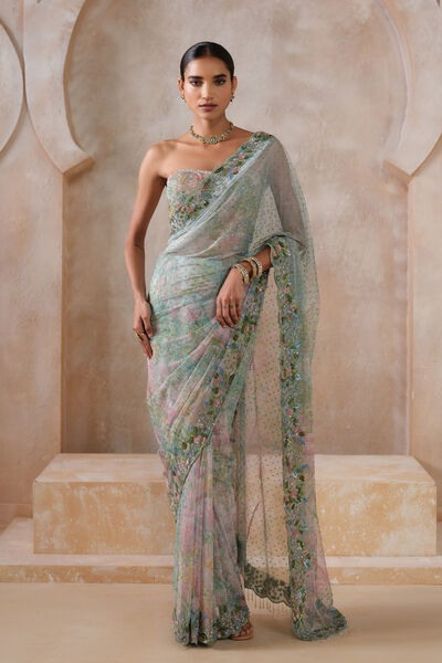 Levana Sequin Saree - Powder Blue