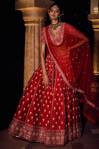 Gul Bano Lehenga - Red, , image 1