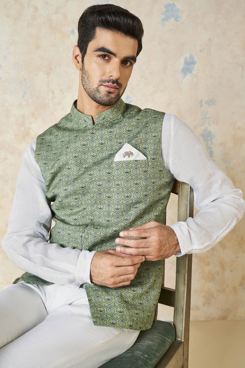Nimay Nehru Jacket - Green, Green, image 5