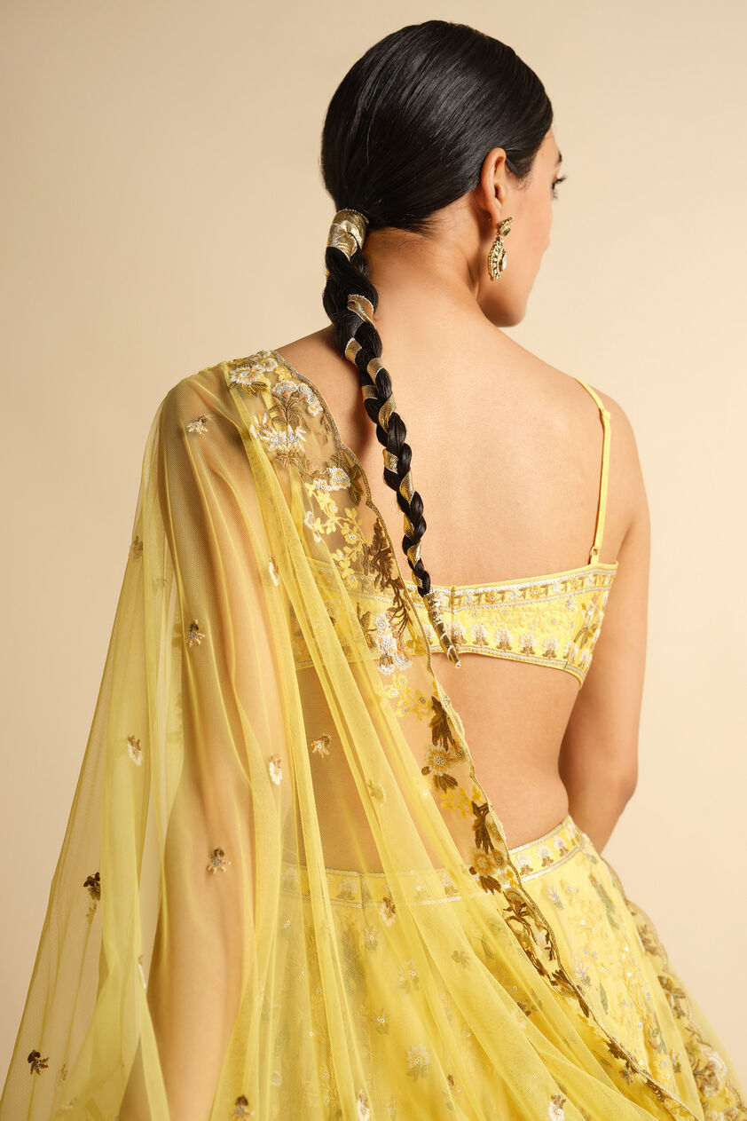 Syona Embroidered Lehenga Set - Yellow, Yellow, image 5
