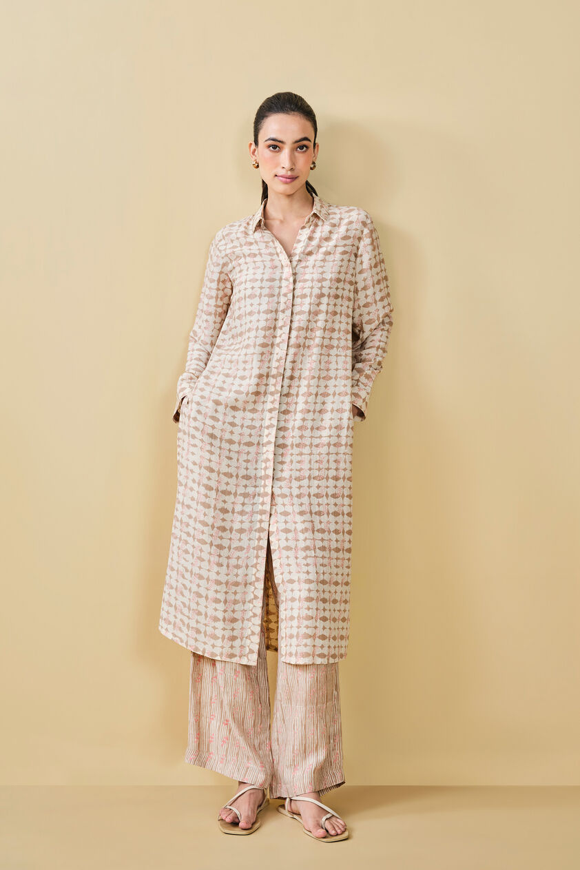 Wilderness Hand-block Printed Linen Co-ord - Beige, Beige, image 6