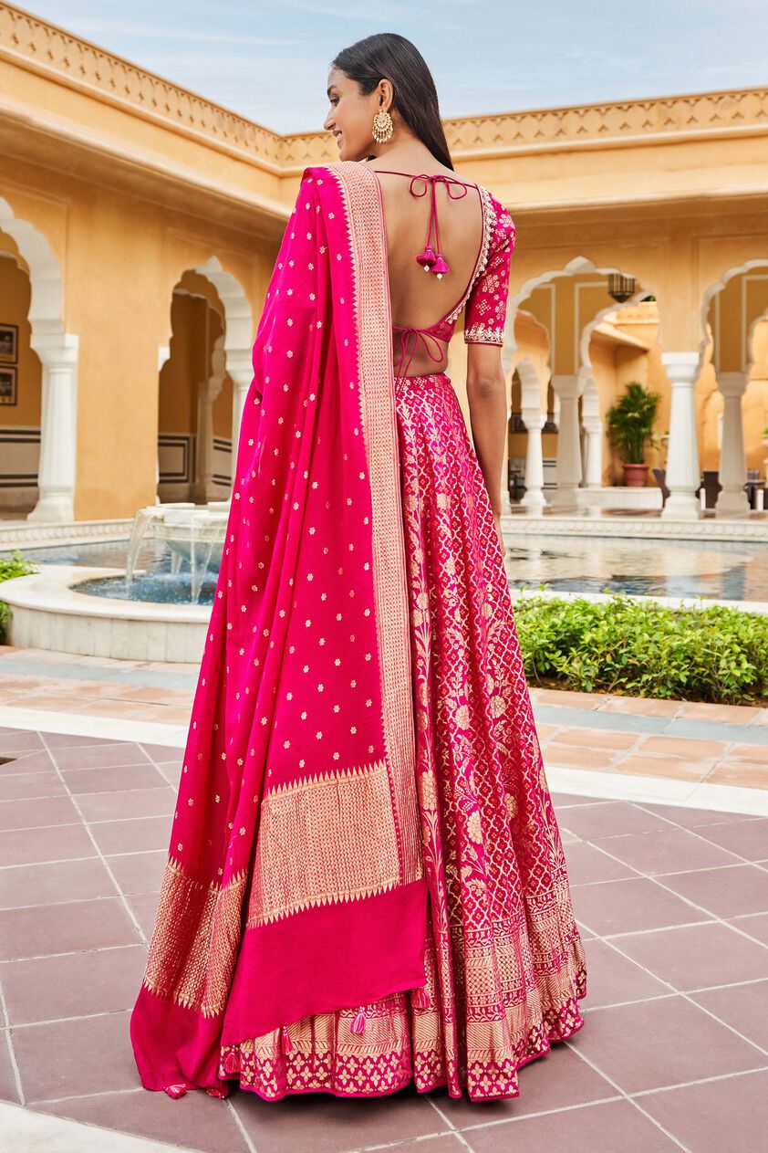 Valimai Lehenga Set -Hot Pink, Hot Pink, image 3