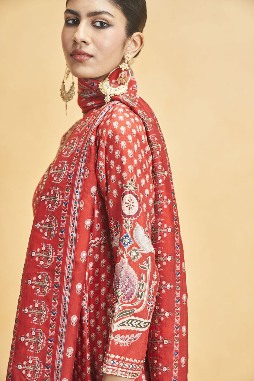Naima Anarkali Set - Red, Red, image 6