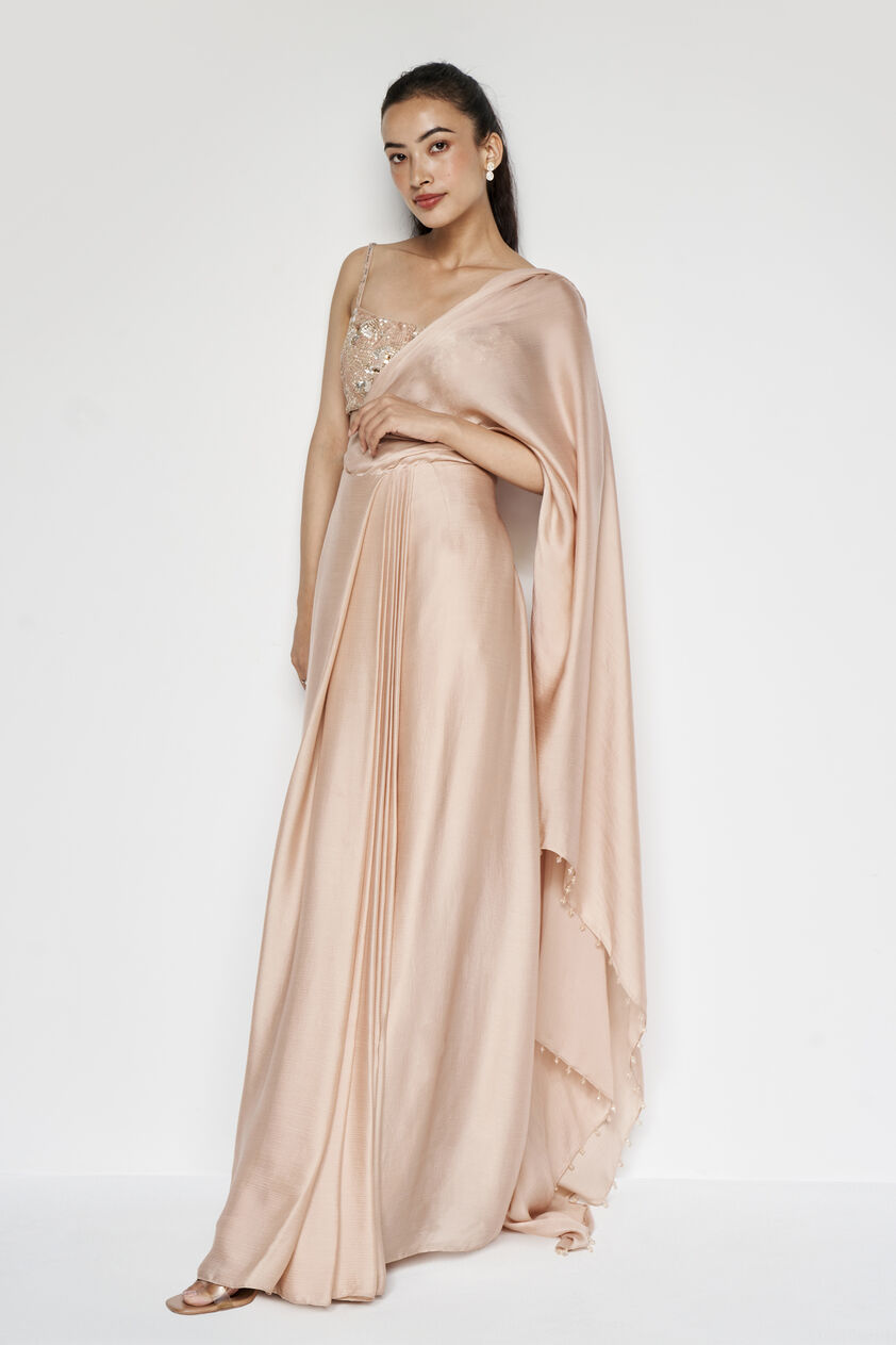 Aveline Saree Set - Hazelnut, Hazelnut, image 3