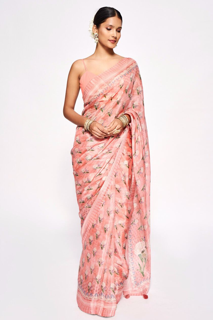 1 - Aazeen Saree – Peach, image 1