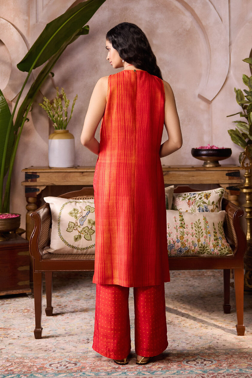 Feugo Handcrafted Shibori Silk Co-ord - Orange, Orange, image 2