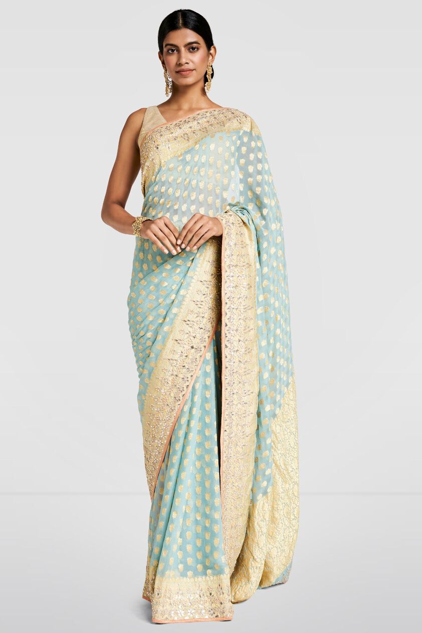 1 - Benaras  Saree in Powder Blue, image 1