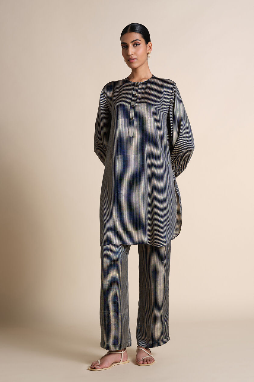 Gwylan Hand-block Printed Co-ord - Grey, Grey, image 1