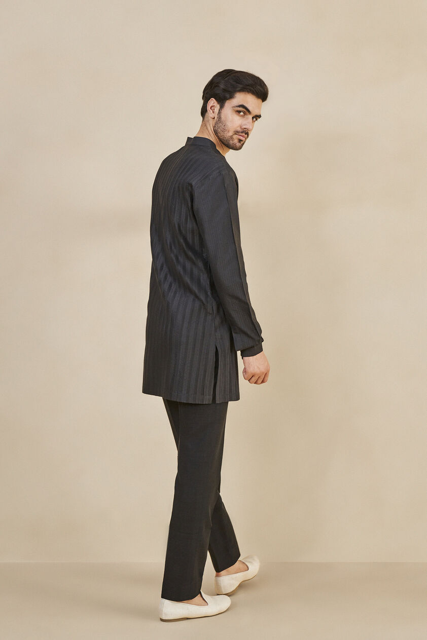 Fiadh Silk Kurta - Black, Black, image 2