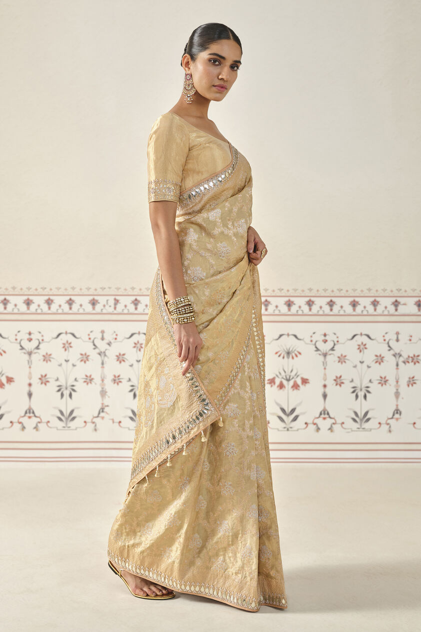 Nalina Handwoven Benarasi Silk Saree - Gold, Gold, image 4