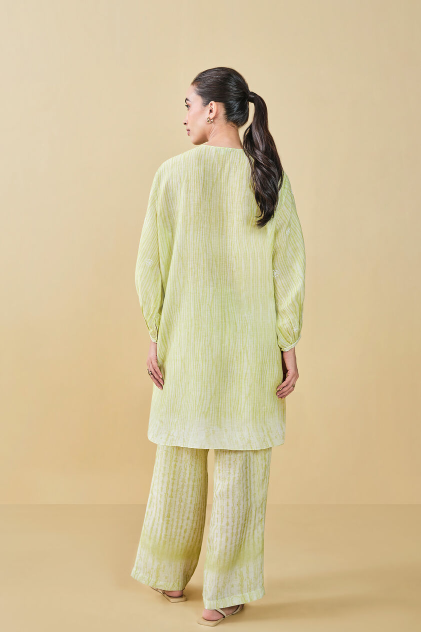 From The Mountain Hand-embroidered Chikankari Co-ord  - Lime, Lime, image 5