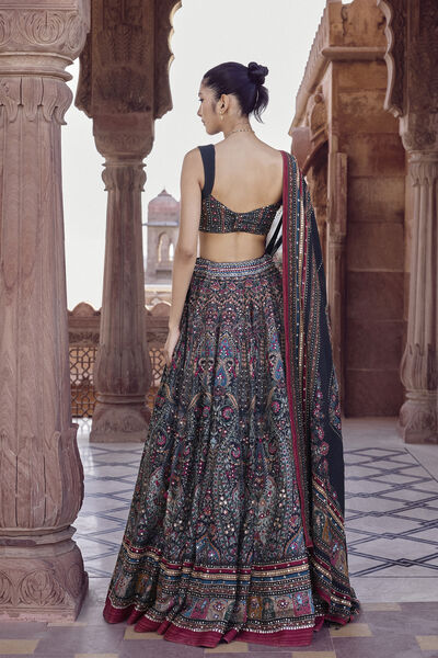 Nameera Silk Lehenga Set - Black