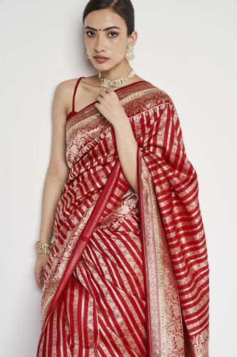 Hargun Benarasi Saree - Red, , image 6