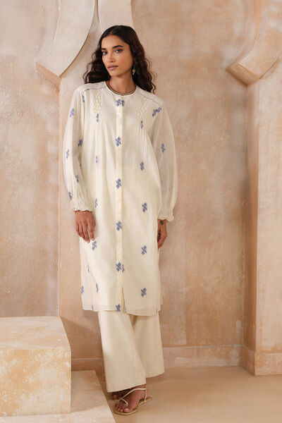 Frodo Handwoven Jamdani Kurta Set - Ivory