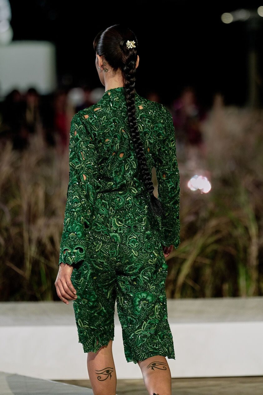 Rainfern Embroidered Applique Co-ord - Green, Green, image 2