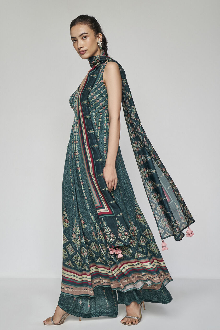 Demilune Anarkali Set - Green, Green, image 2