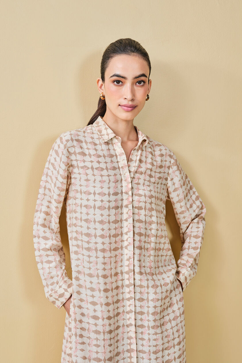 Wilderness Hand-block Printed Linen Co-ord - Beige, Beige, image 10