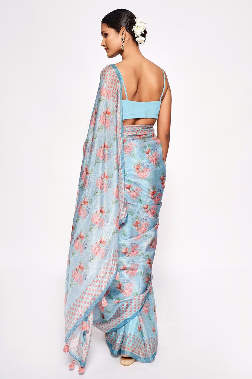 3 - Rimi Saree - Powder Blue, image 3
