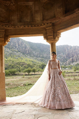 Aavya Embroidered Silk Lehenga - Blush, Blush, image 1
