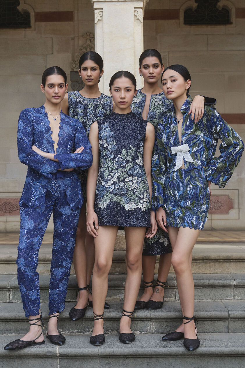 Elysora Embroidered Silk Jacket Set - Blue, Blue, image 4