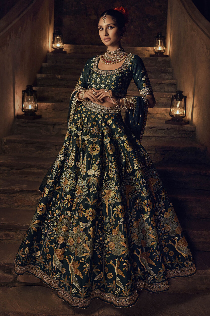 Kimaya Lehenga - Green, Green, image 1
