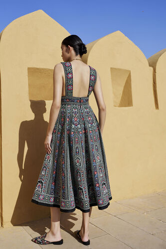 Moonlit Melody Embroidered Zardozi Silk Dress - Black, Black, image 2