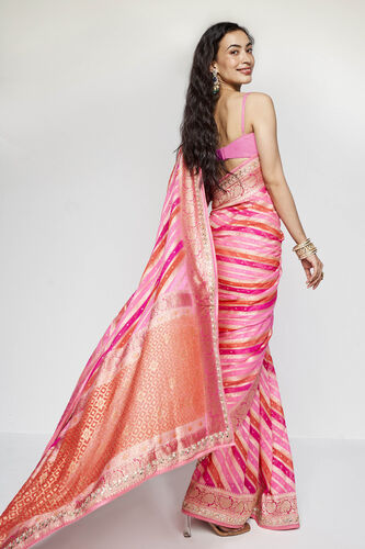 Aheli Benarasi Silk Embroidered Saree - Pink, Pink, image 5