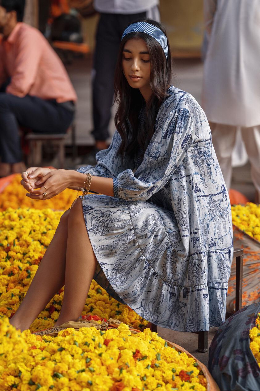 Kohinoor Tiered Dress - Indigo, Indigo, image 4