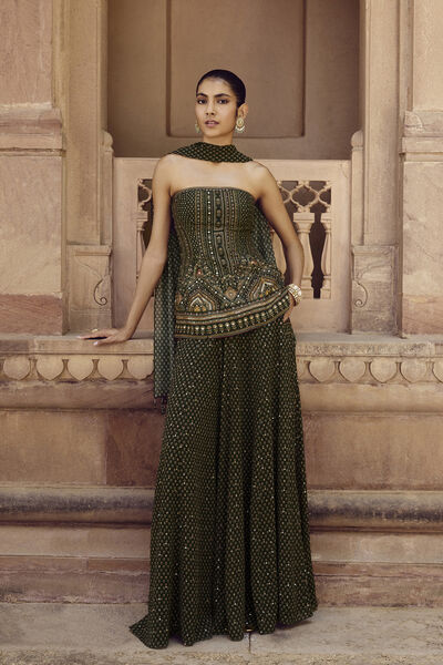 Anarika Silk Sharara Set - Green