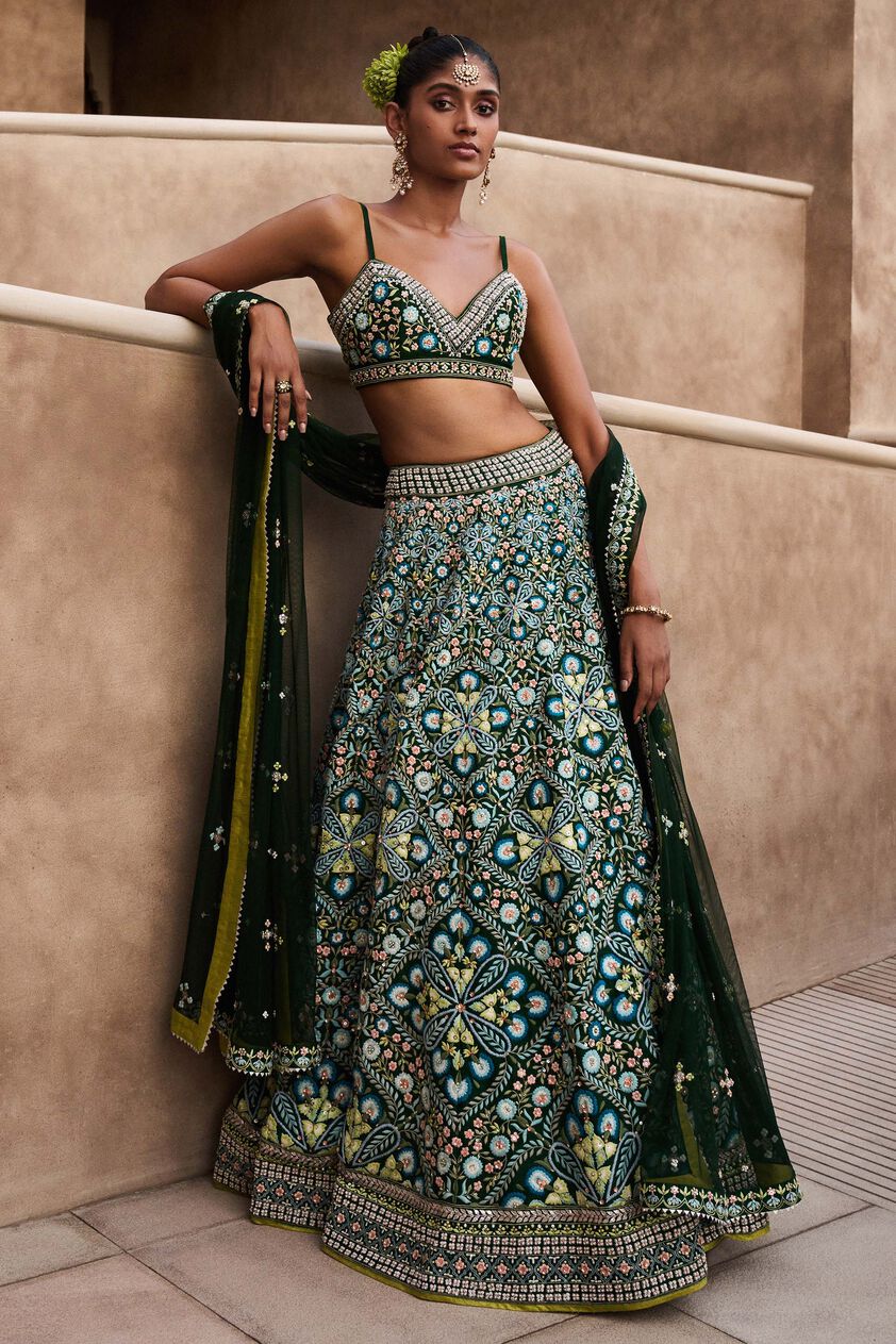 Kanmani Lehenga - Green, Green, image 1