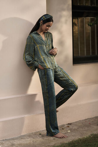 Lounge Hand-block Printed Coord - Green, Green, image 4
