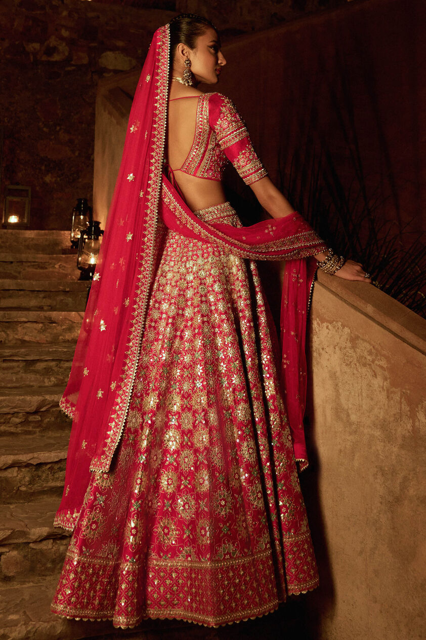 Omera Lehenga-Red, Red, image 2