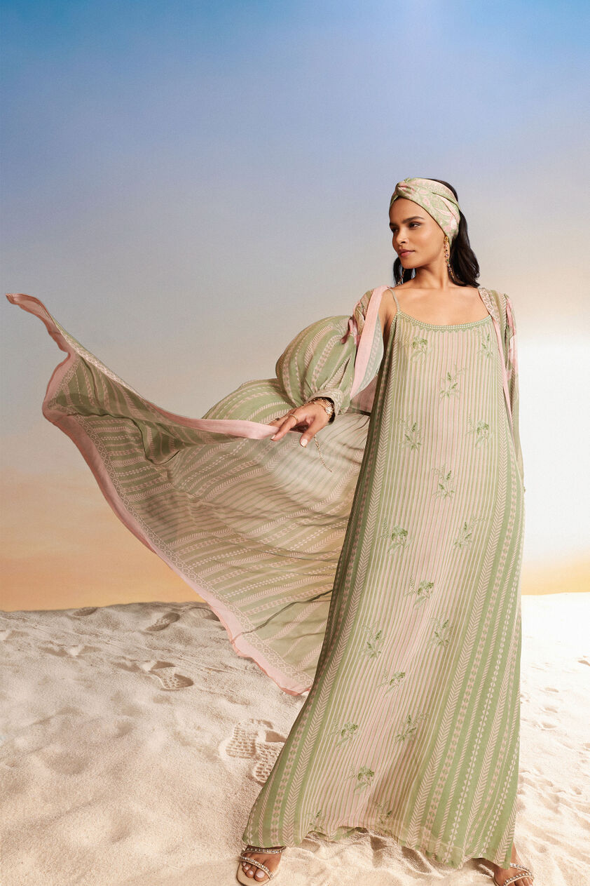 Sama Overlayer Kaftan - Sage, Sage, image 4