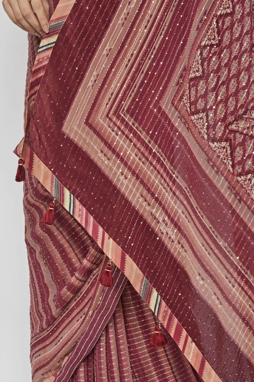 Arvika Saree - Wine, Wine, image 7