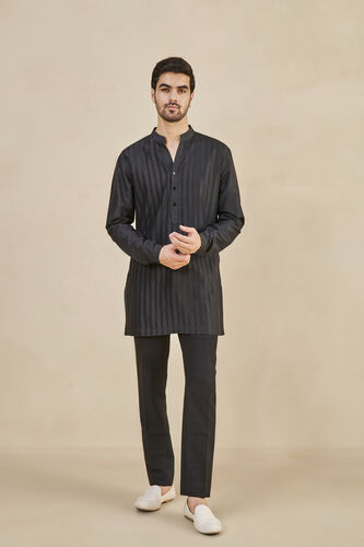 Fiadh Silk Kurta - Black, Black, image 1