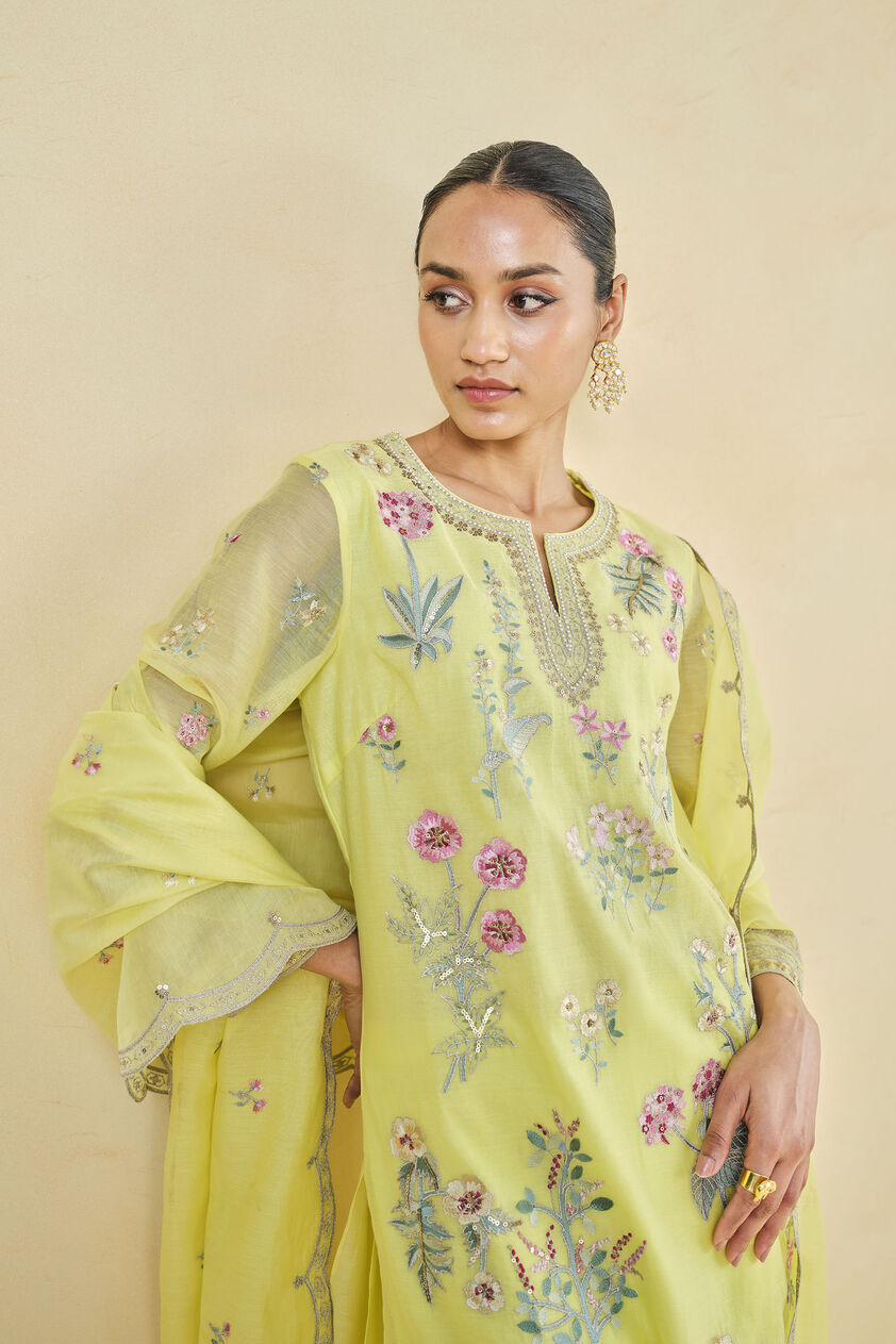 Melisma Embroidered Mul Suit Set - Yellow, Yellow, image 5