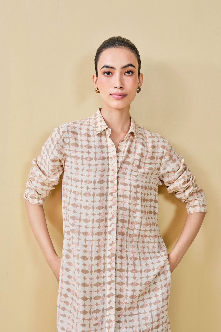 Wilderness Hand-block Printed Linen Co-ord - Beige, Beige, image 9