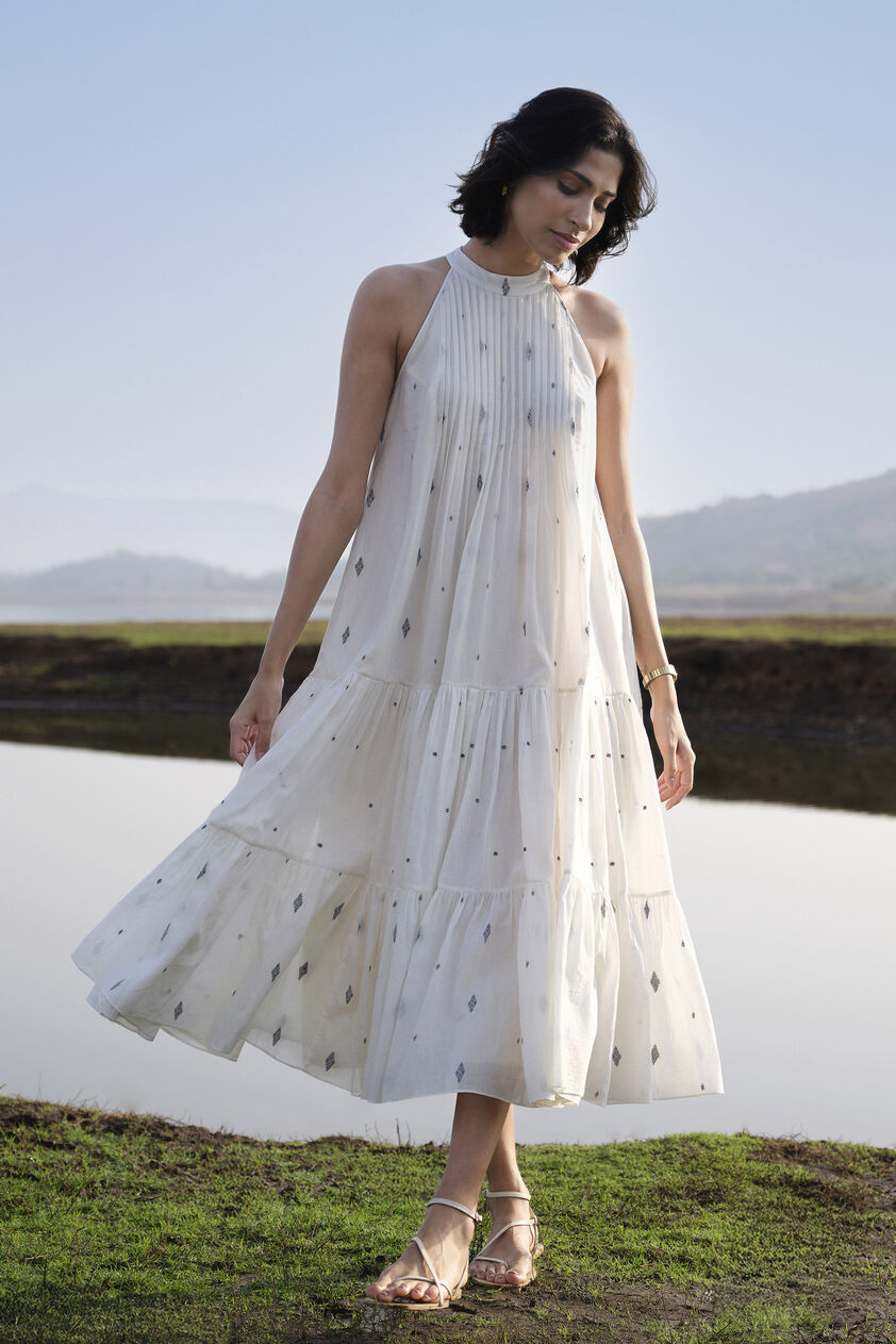 Airoso Handwoven Jamdani Dress - Ivory, Ivory, image 1