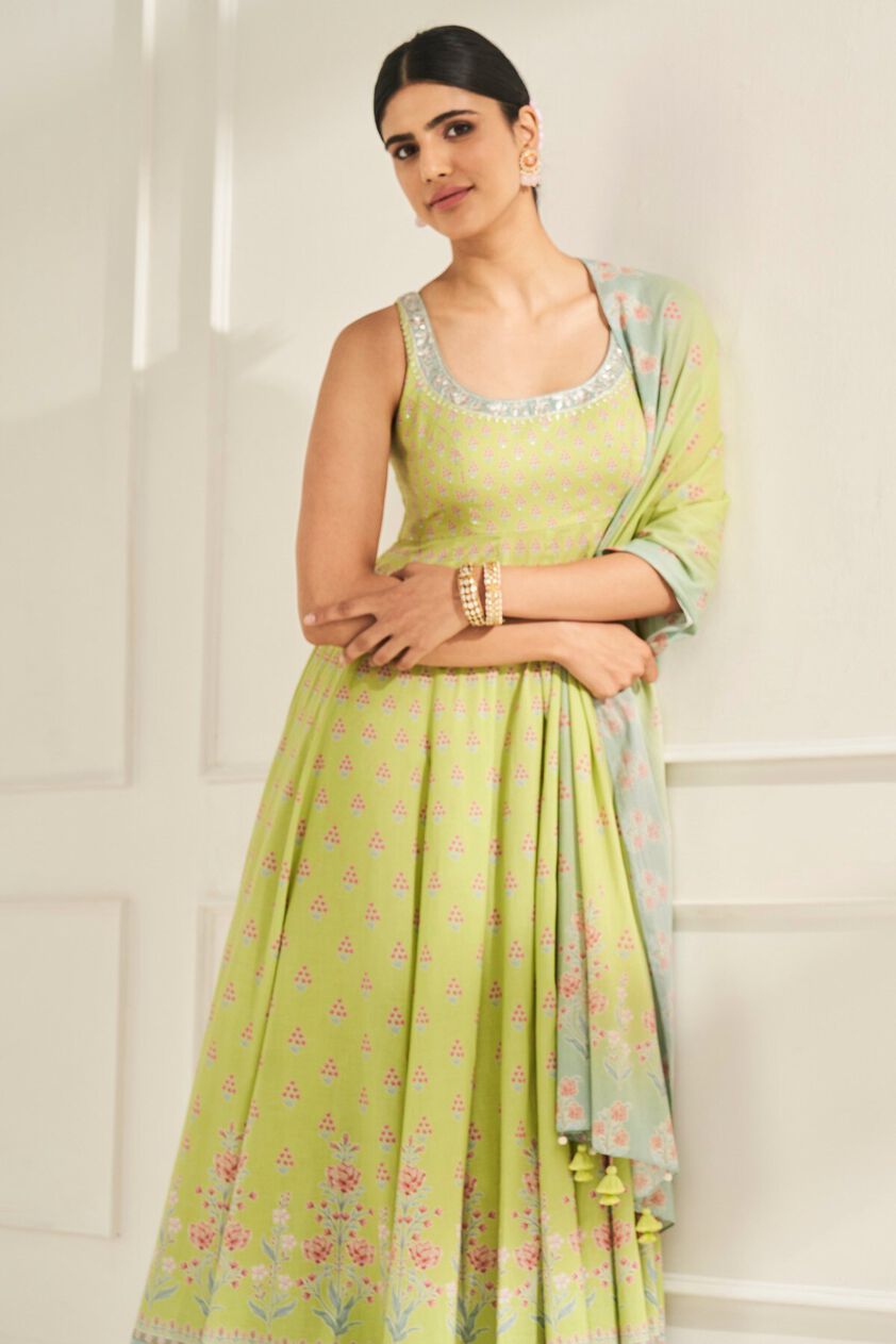 5 - Sravya Anarkali Set – Lime, image 5