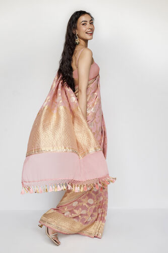 Aaradhana Benarasi Silk Embroidered Saree - Blush, Blush, image 3