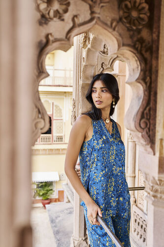 Tranquil Ajrakh Hand-block Printed Coord - Blue, Blue, image 5