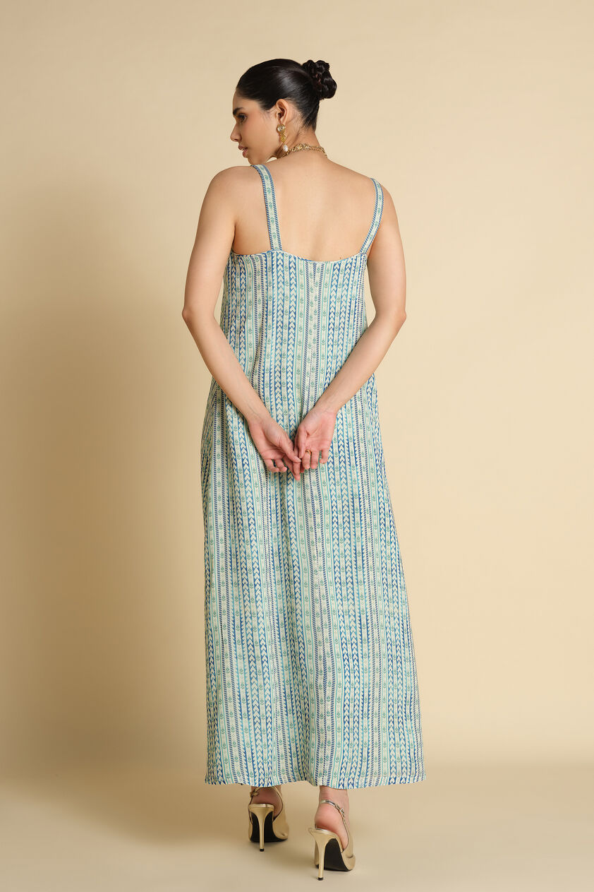 Siham Printed Kaftan - Powder Blue, Blue, image 6