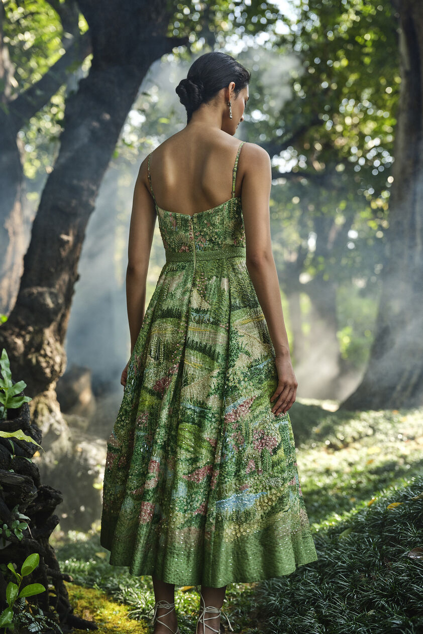 The Liveforest Embroidered Silk Dress - Green, Multi Color, image 2