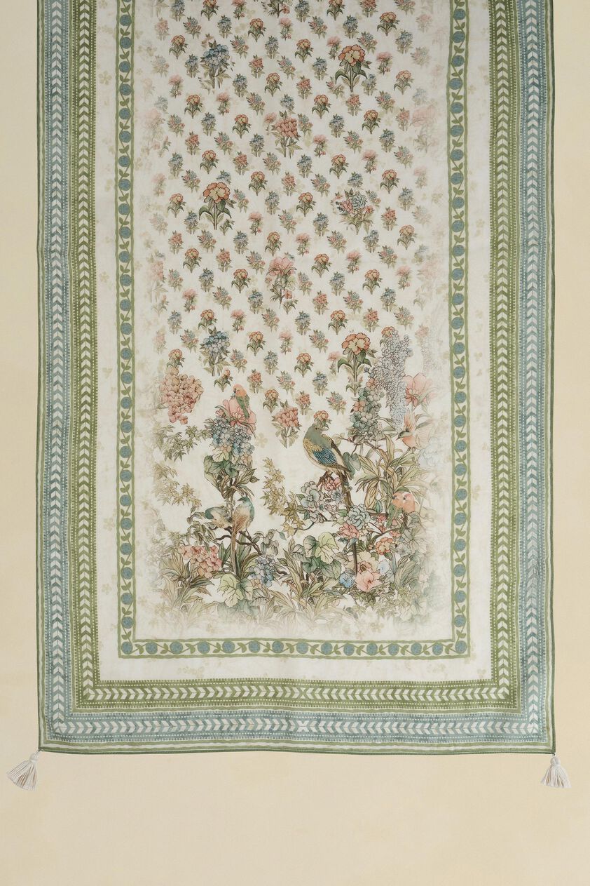 Tayma Silk Stole - Ivory, Ivory, image 2