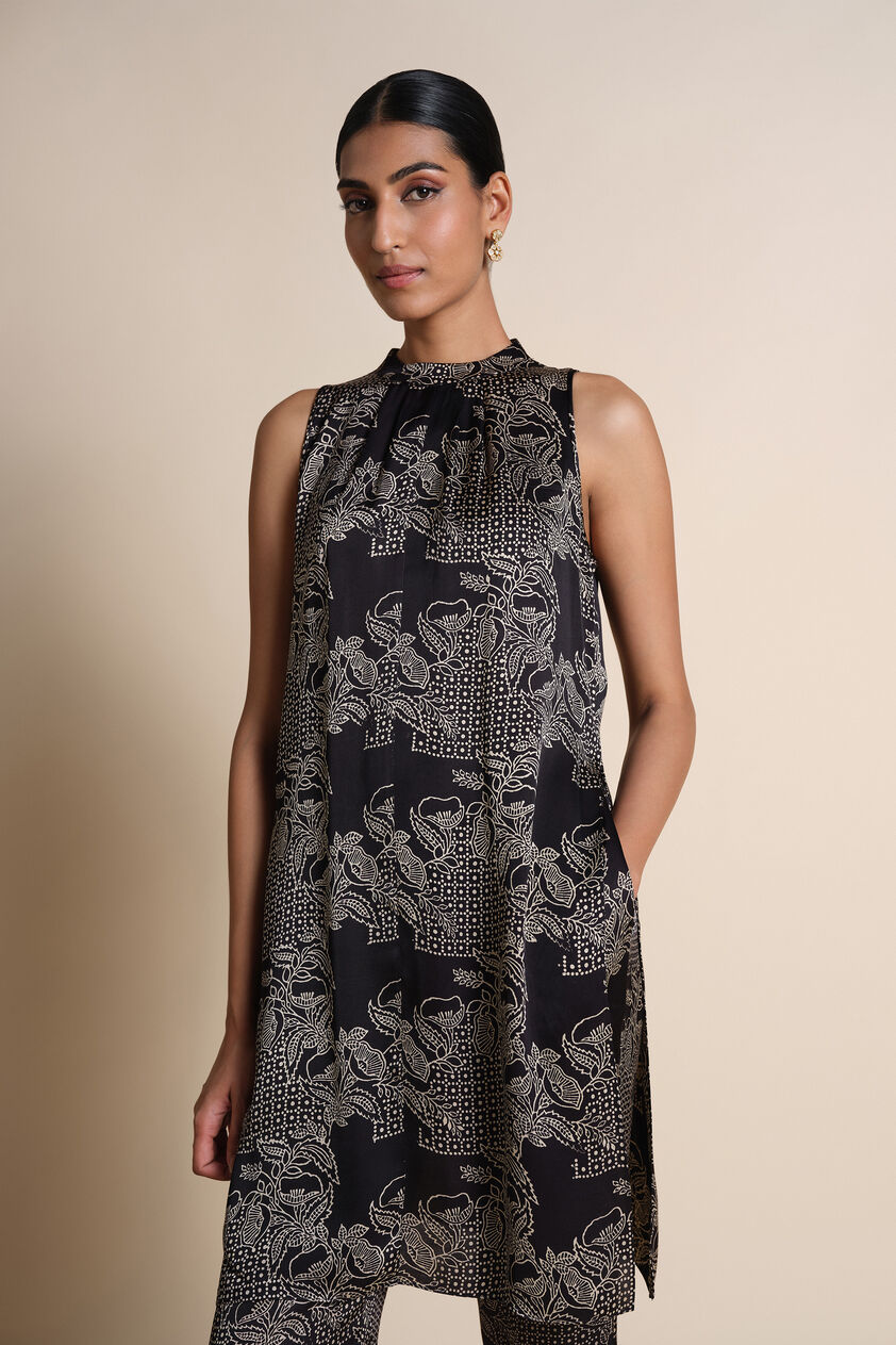Akos Hand-block Printed Ajrakh Co-ord - Black, Black, image 4