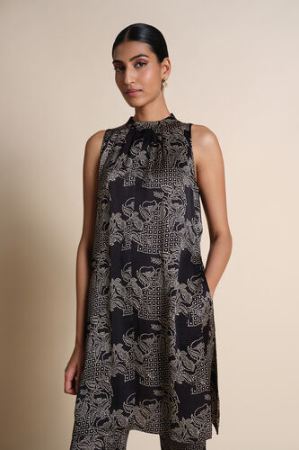 Akos Hand-block Printed Ajrakh Co-ord - Black, Black, image 4